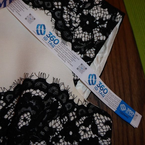 LK Bennett Lavinie White with Black Floral Lace Overlay Dress NWT USA Size 4 - Picture 3 of 14